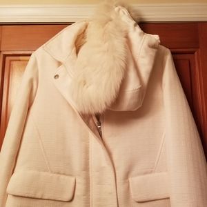 OFF WHITE WINTER JACKET WITH FUR HOOD SIZE M
